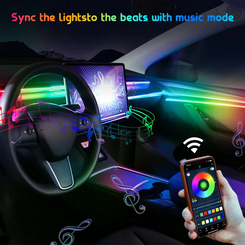 22 u 1 18 u 1 Symphony RGB ambijentalna svjetla automobila Atmosfera Interijer 64 boje LED akrilna vodilica Optička univerzalna dekoracija