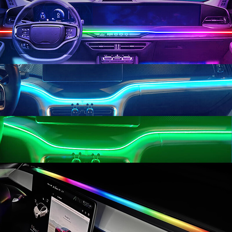 2u1 110cm & 35cm Symphony RGB LED traka Kontrolna ploča Stol s instrumentima Ambijentalno svjetlo Unutrašnjost automobila Akrilna vodilica Lampa za optička vlakna USB