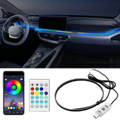 Universalus 1PC 110CM automobilio aplinkos apšvietimas Symphony RGB salonas, paslėptas akrilo kreiptuvas šviesolaidinis dekoravimas atmosferos lempa USB
