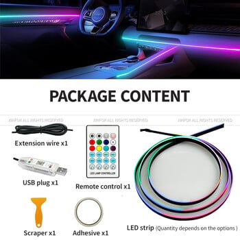 140cm USB Dreamcolor Ακρυλικό εσωτερικό φωτιστικό LED αυτοκινήτου με ασύρματη εφαρμογή, κιτ φωτισμού περιβάλλοντος αυτοκινήτου με οπτικές ίνες μουσικής RGB