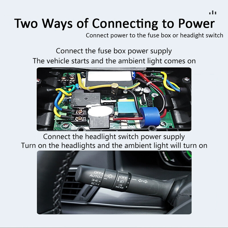 6in1 automašīnas salona akrila vadotnes šķiedras sloksne 18 in 1 fona apgaismojums automašīnas apkārtējās gaismas RBG 64 krāsu dekorēšana atmosfēras lampa earu