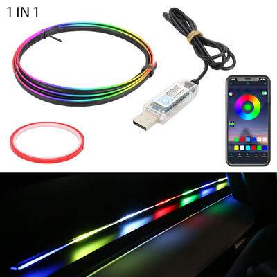 2 vienā pilnkrāsu automašīnas Led salona Symphony Atmosphere Light Streamer Akrila vadotne Fiber Optic Universal Auto Ambient Light