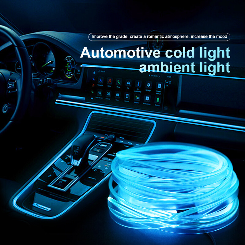 1/2/3/4/5M RGB automobilio salono atmosferos apšvietimas, aplinkos LED šviesos juosta USB šviesolaidinė atmosferinė lempa Neoniniai auto dekoratyviniai žibintai