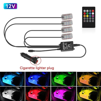 Neoninis LED automobilio interjeras Aplinkos pėdų juostos apšvietimo priedai Galinis apšvietimas Nuotolinio valdymo programa Muzikos valdymas Auto Dekoratyvinė atmosferos lempa