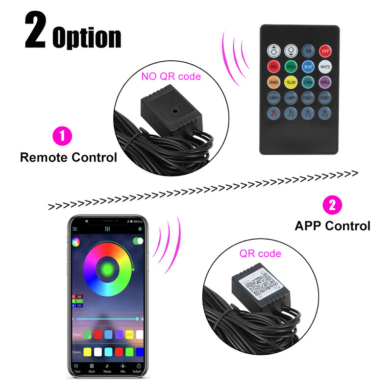 12V 6m LED trake RGB unutarnje svjetlo automobila Ambijentalna svjetiljka Dekorativna optička vlakna Pametna kontrola s 5 sočiva Dodatna oprema za automobile za karavan