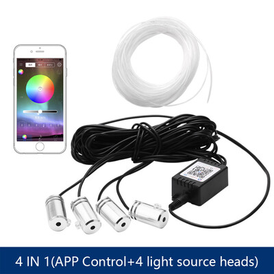 6 in 1 RGB LED atmosferinis automobilio apšvietimas, vidinis apšvietimas, šviesolaidinės juostelės, apšvietimas, naudojant programų valdymą, „pasidaryk pats“ muzika, 8M šviesolaidinė juosta