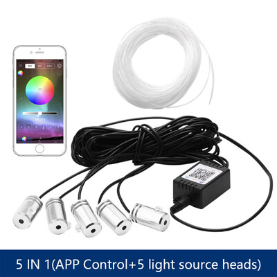 6 in 1 RGB LED atmosferinis automobilio apšvietimas, vidinis apšvietimas, šviesolaidinės juostelės, apšvietimas, naudojant programų valdymą, „pasidaryk pats“ muzika, 8M šviesolaidinė juosta