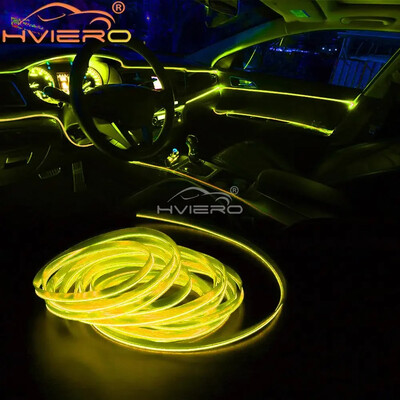 Automašīnas līnijas gaismas sloksne iekšpuse Auto durvju USB LED 12V stiepļu trose elastīga neona atmosfēra Dekoratīvās lampas piederumi Gaismas lente