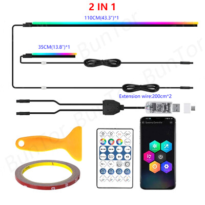 10/6/4/2/1 IN 1 Auto Full RGB LED Ambient Rainbow Light Strip/USB Dream Symphon mūzikas atmosfēras lampa ar lietotnes tālvadības pulti