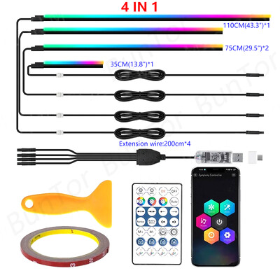 10/6/4/2/1 IN 1 Auto Full RGB LED Ambient Rainbow Light Strip/USB Dream Symphon mūzikas atmosfēras lampa ar lietotnes tālvadības pulti