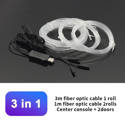 Automašīnas RGB apkārtējās gaismas LED gaismas sloksne USB optiskās šķiedras atmosfēra Neona neredzamā gaismas josla viduskonsoles durvju dekorēšanas lampa