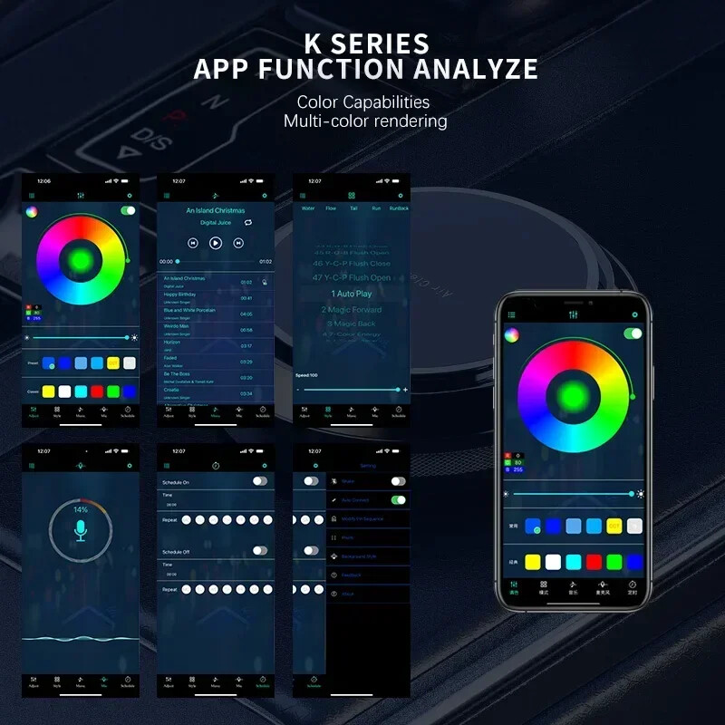 Automobilio RGB aplinkos LED šviesos juosta USB šviesolaidinė atmosfera Neoninė nematoma šviesos juosta centrinės konsolės durų apdailos lempa