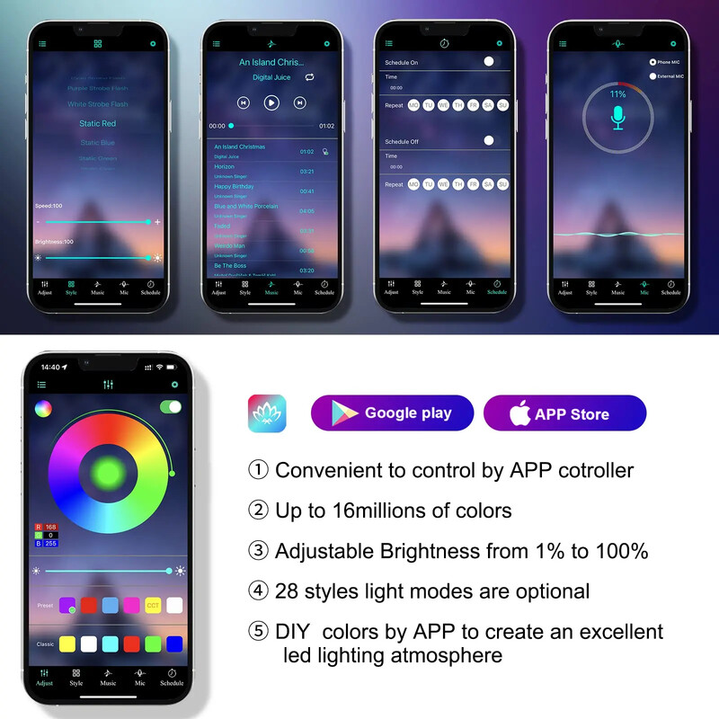 LED automobilio salono aplinkos juostiniai šviestuvai RGB šviesolaidinės atmosferos neoninio apšvietimo rinkinys su APP nuotolinio valdymo pulteliu auto dekoratyvinės lempos