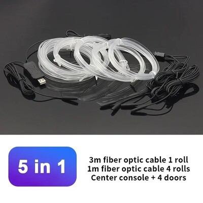 Автомобилен интериор RGB LED Atmosphere Light Strip USB Fiber Optic Neon Invisible Ambient Lamp Централна конзола Декорация на вратата
