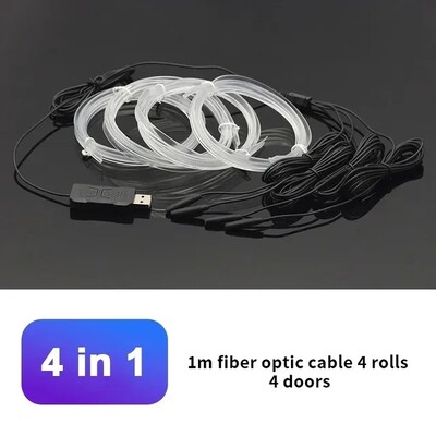 Автомобилен интериор RGB LED Atmosphere Light Strip USB Fiber Optic Neon Invisible Ambient Lamp Централна конзола Декорация на вратата