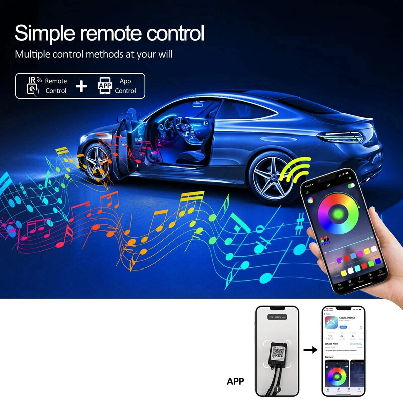 LED automobilio salono aplinkos juostiniai šviestuvai RGB šviesolaidinės atmosferos neoninio apšvietimo rinkinys su APP nuotolinio valdymo pulteliu auto dekoratyvinės lempos