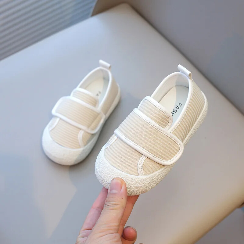Stripe Cloth Vamp Baby Kurpes Ikdienas Slip On Sekla Bērnu Apavi Meiteņu Zēni Snieres Ins Ādai draudzīgi Bērnu apavi H09101