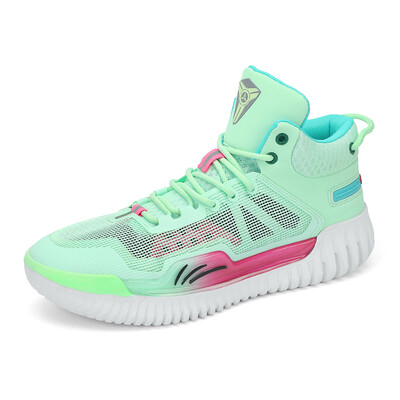 Aukštos kokybės krepšinio sportbačiai Vyriški profesionalūs neslystantys vyriški krepšinio treniruočių batai Rožiniai aukšti moteriški krepšinio sportiniai bateliai