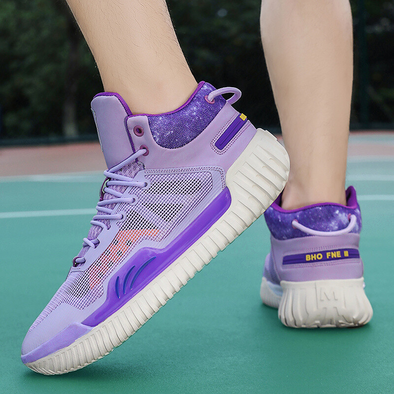 Aukštos kokybės krepšinio sportbačiai Vyriški profesionalūs neslystantys vyriški krepšinio treniruočių batai Rožiniai aukšti moteriški krepšinio sportiniai bateliai