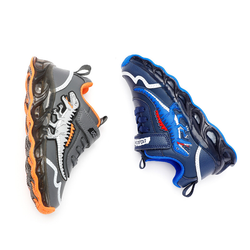 EXDINO 2-6Y Παιδικά LED Giganotosaurus Φθινοπωρινό Δερμάτινο Φωτιστικό Παπούτσια Αγόρια Dinosaur Little Kids Outdoor που αναβοσβήνουν Αθλητικά αθλητικά παπούτσια