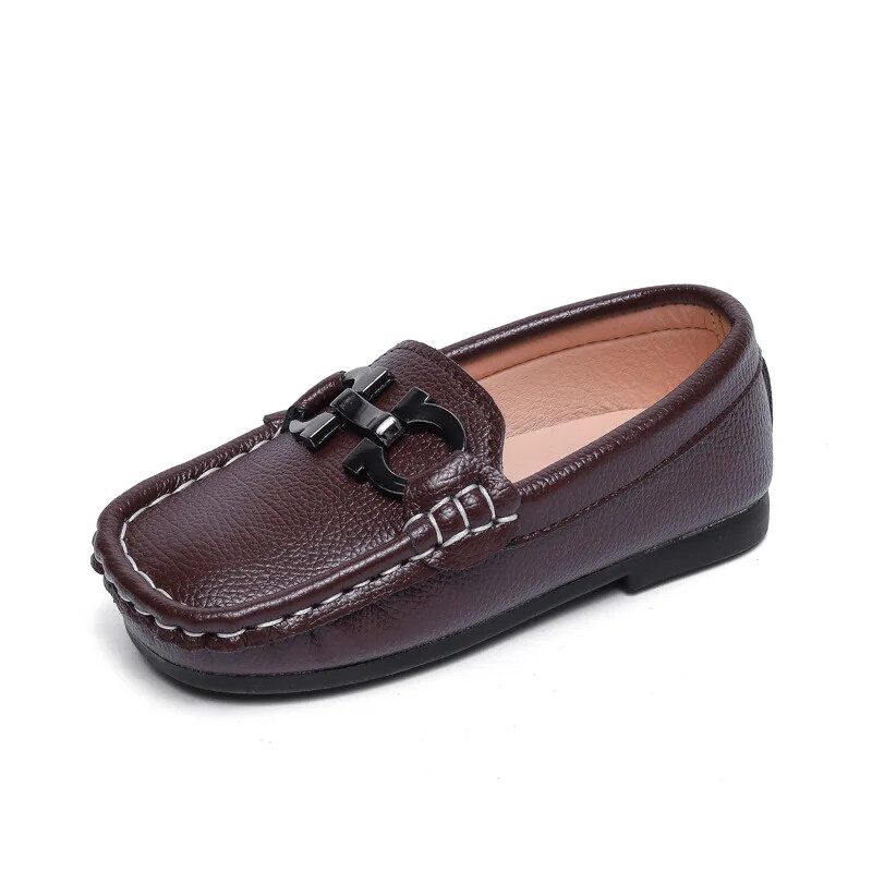 Poistele Loafers Lastele vabaaja tossud Slip-on tossud väikelastele Poistele Lastele Nahkjalatsid Metallist ketid Mokassiin Pidulik vabaaja Pehme