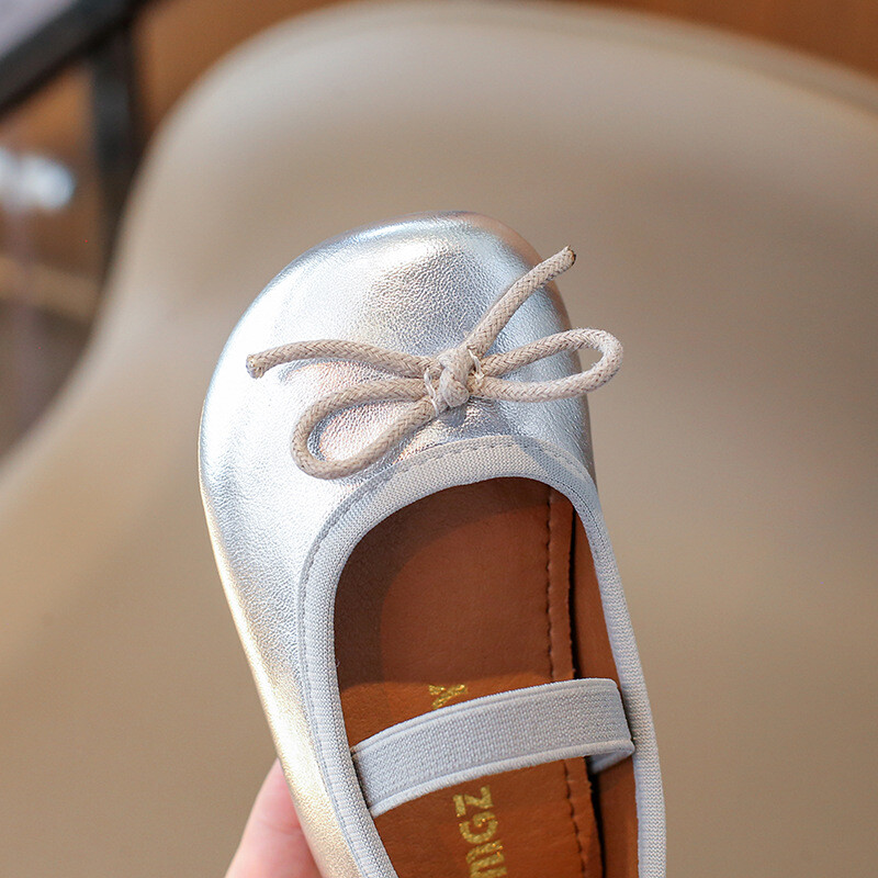 Vaikiški plokščiapadžiai mergaičių PU odiniai batai pavasario rudeniui Vaikų batai šokiams mergaitėms Minkšti lankstūs batai mažyliams auksiniai, raudoni, sidabriniai