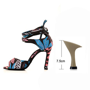 Ladingwu Salsa deju apavi sievietēm, meitenēm, vienkāršs stils, jauni, moderni ziedu džinsa latīņu deju apavi ar mīkstu apakšu balles deju apavi