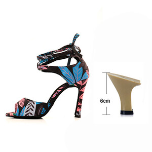 Ladingwu Salsa deju apavi sievietēm, meitenēm, vienkāršs stils, jauni, moderni ziedu džinsa latīņu deju apavi ar mīkstu apakšu balles deju apavi