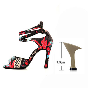 Ladingwu Salsa deju apavi sievietēm, meitenēm, vienkāršs stils, jauni, moderni ziedu džinsa latīņu deju apavi ar mīkstu apakšu balles deju apavi