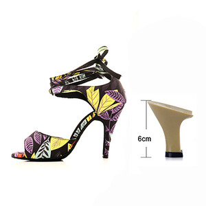 Ladingwu Salsa deju apavi sievietēm, meitenēm, vienkāršs stils, jauni, moderni ziedu džinsa latīņu deju apavi ar mīkstu apakšu balles deju apavi