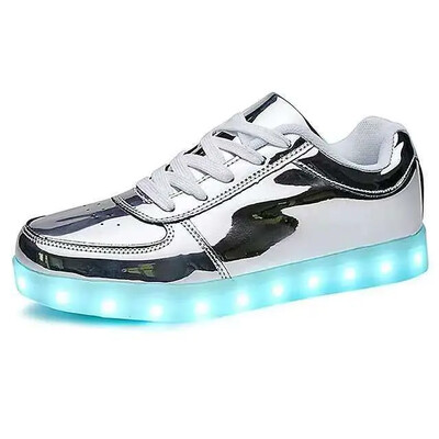 30-46 izmēra LED apavi bērniem, zēniem, meitenēm, spīdošas kedas ar gaismām kvēlojošām Led čībām bērniem un pieaugušajiem paredzētajām feminino tenisēm