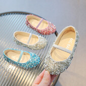 Bling Sequins Mergaičių batai Pavasario Rudens Vaikų Vakarėlio Princesės Batai Mergaitei Minkšti kvėpuojantys PU odos batai Rožiniai, sidabriniai, mėlyni