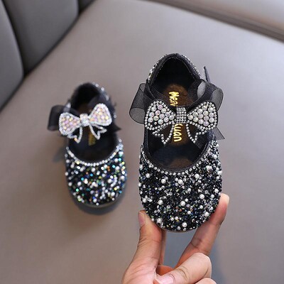 Rhinestone sequins meitenes princešu apavi Bērnu ballīšu deju apavi Studentu pavasaris rudens jauni dzīvokļi bērnu snieguma apavi H125