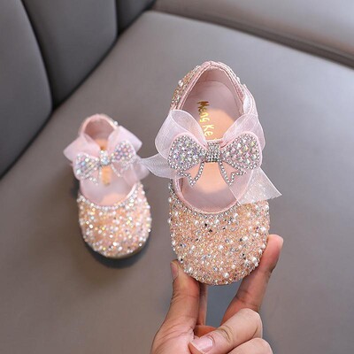 Rhinestone sequins meitenes princešu apavi Bērnu ballīšu deju apavi Studentu pavasaris rudens jauni dzīvokļi bērnu snieguma apavi H125