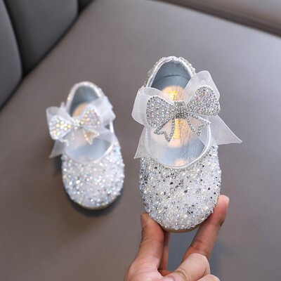 Rhinestone sequins meitenes princešu apavi Bērnu ballīšu deju apavi Studentu pavasaris rudens jauni dzīvokļi bērnu snieguma apavi H125