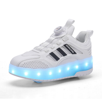 Bērnu zibspuldzes apavi Zēniem Vieglie apavi Meiteņu Sports Skrituļslidas Izvelkami apavi Riteņu apavi Neredzami divu riteņu apavi