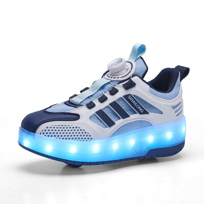 Bērnu zibspuldzes apavi Zēniem Vieglie apavi Meiteņu Sports Skrituļslidas Izvelkami apavi Riteņu apavi Neredzami divu riteņu apavi