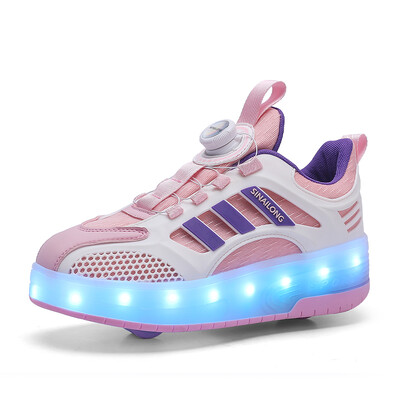 Bērnu zibspuldzes apavi Zēniem Vieglie apavi Meiteņu Sports Skrituļslidas Izvelkami apavi Riteņu apavi Neredzami divu riteņu apavi