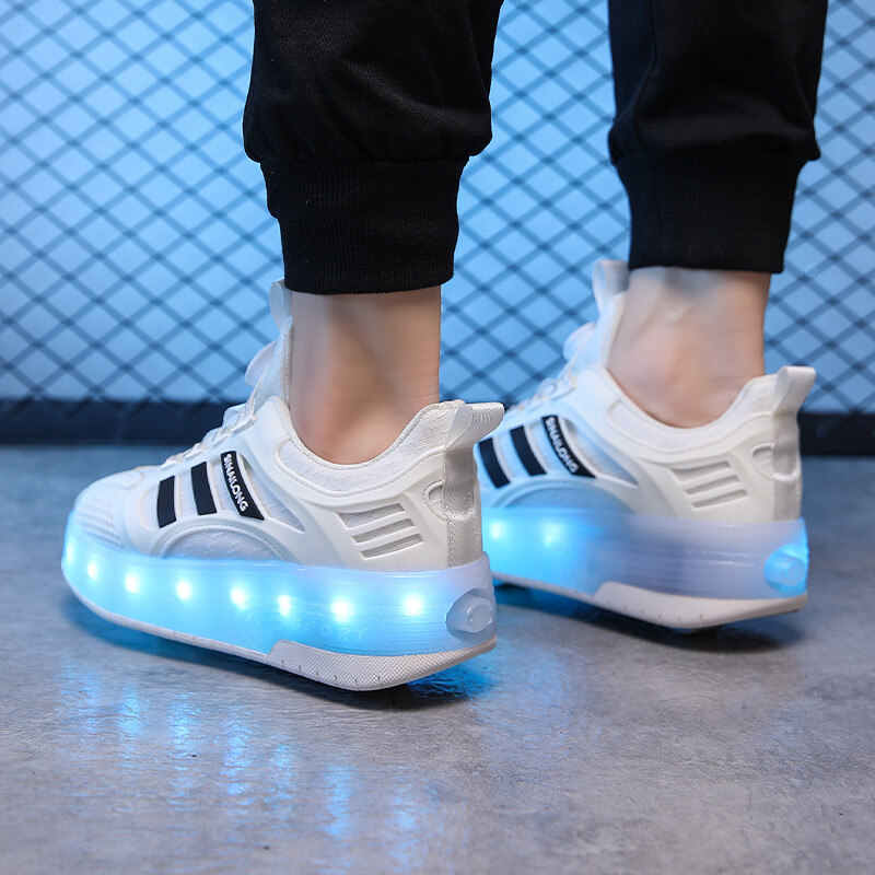 Bērnu zibspuldzes apavi Zēniem Vieglie apavi Meiteņu Sports Skrituļslidas Izvelkami apavi Riteņu apavi Neredzami divu riteņu apavi