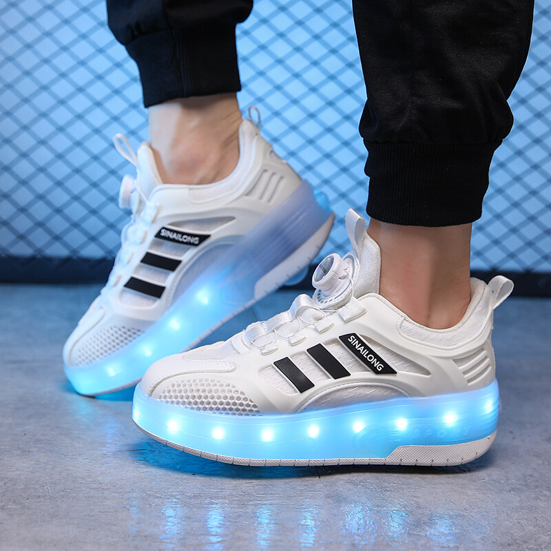 Bērnu zibspuldzes apavi Zēniem Vieglie apavi Meiteņu Sports Skrituļslidas Izvelkami apavi Riteņu apavi Neredzami divu riteņu apavi