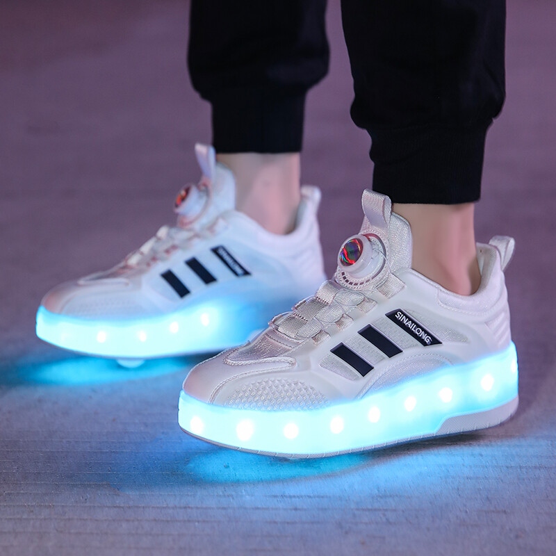 Bērnu zibspuldzes apavi Zēniem Vieglie apavi Meiteņu Sports Skrituļslidas Izvelkami apavi Riteņu apavi Neredzami divu riteņu apavi