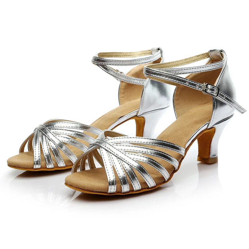 Ženske plesne cipele za salsu Djevojčice Latino plesne cipele srebrne zlatne PU potpetice 5/7 cm meke plesne cipele ženske cipele za nastup
