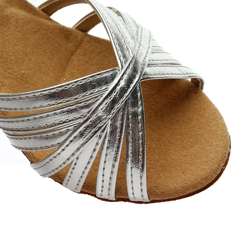 Ženske plesne cipele za salsu Djevojčice Latino plesne cipele srebrne zlatne PU potpetice 5/7 cm meke plesne cipele ženske cipele za nastup