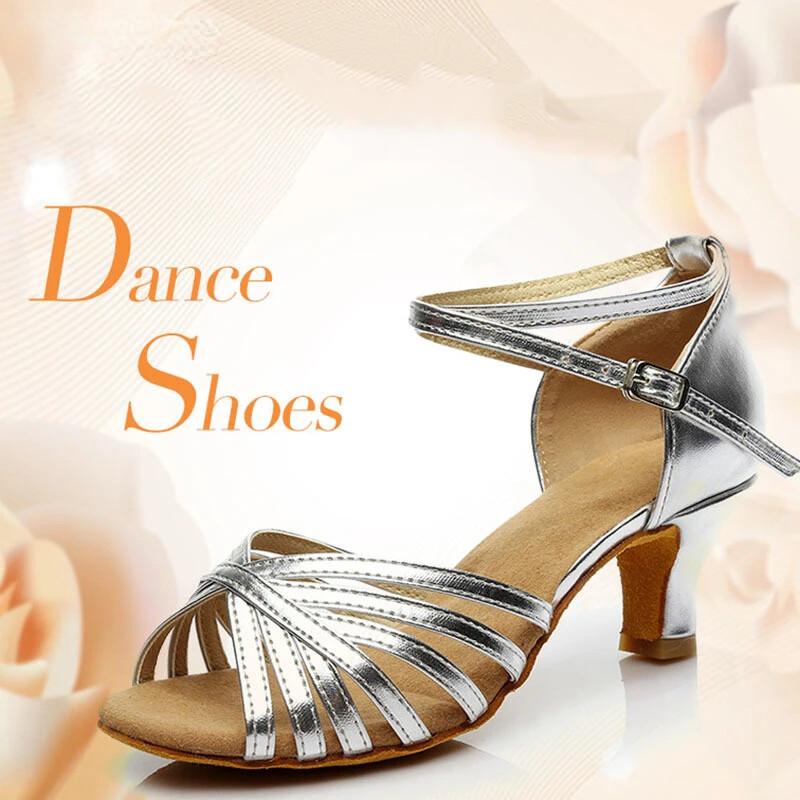 Ženske plesne cipele za salsu Djevojčice Latino plesne cipele srebrne zlatne PU potpetice 5/7 cm meke plesne cipele ženske cipele za nastup