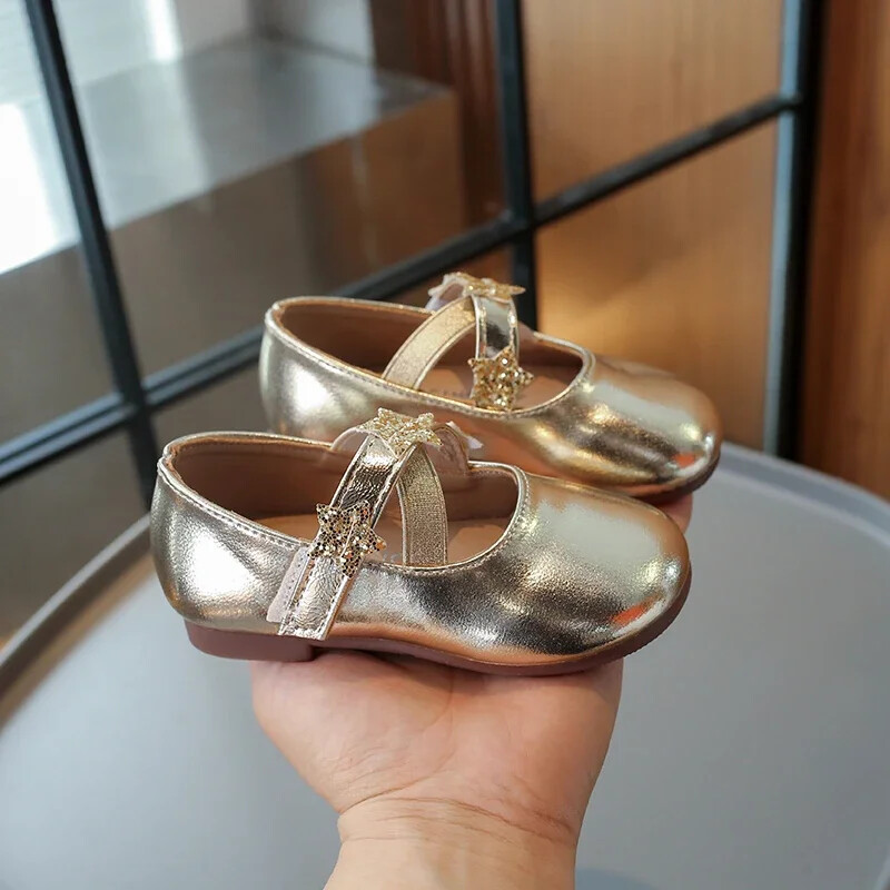 Δερμάτινα παπούτσια για κορίτσια Princess Glossy PU Παιδικά Παπούτσια Causal for Wedding Party Fashion Ευέλικτα παιδικά φλατ Απλή στρογγυλή μύτη