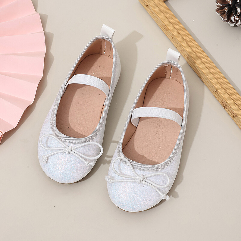 Bling Glitter Baleta apavi bērniem Klasiski apaļi purngalu tauriņi elastīga lente Balerīna Flats Girls Luxury Stage ballītes zelta krāsā