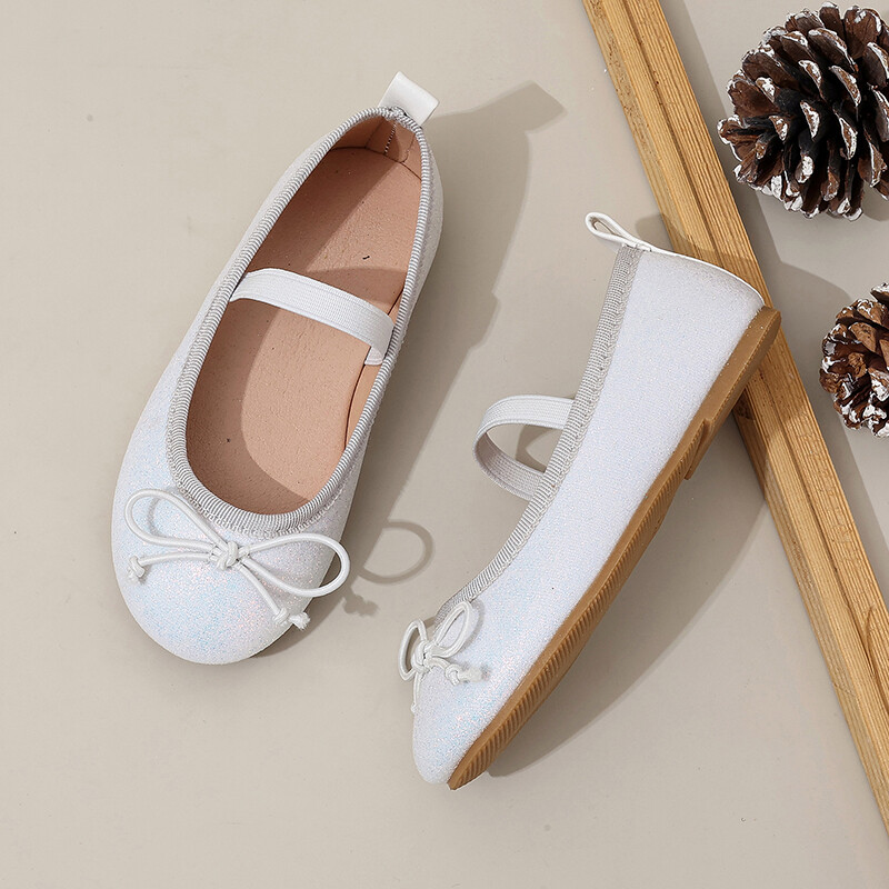 Bling Glitter Baleta apavi bērniem Klasiski apaļi purngalu tauriņi elastīga lente Balerīna Flats Girls Luxury Stage ballītes zelta krāsā