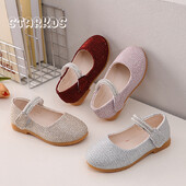 Bling Χρυσό Ασημένιο Πορλ Κέντημα Παπούτσια Μπαλαρίνας Βρεφικά κοριτσίστικα με στρογγυλά δάχτυλα Μαργαριτάρι λουράκι Mary Janes Παιδικό Luxury Glitter Party Zapatos