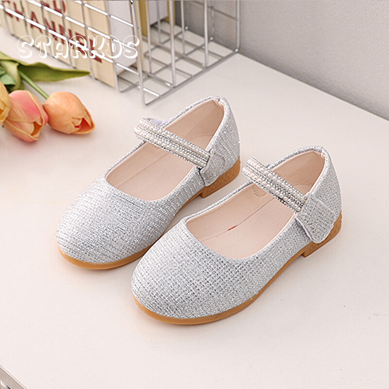 Bling Χρυσό Ασημένιο Πορλ Κέντημα Παπούτσια Μπαλαρίνας Βρεφικά κοριτσίστικα με στρογγυλά δάχτυλα Μαργαριτάρι λουράκι Mary Janes Παιδικό Luxury Glitter Party Zapatos