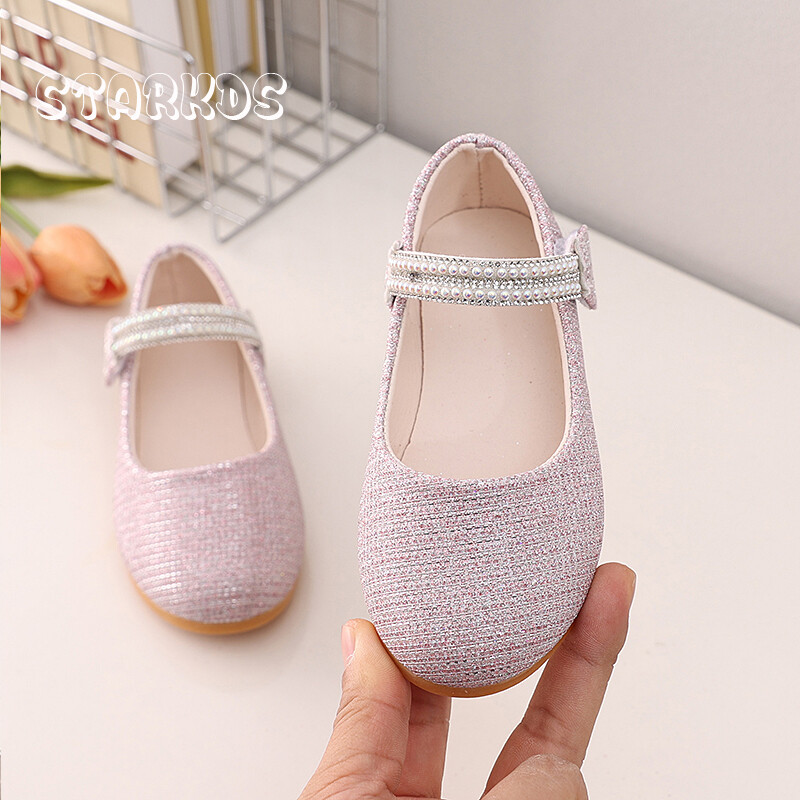 Bling Χρυσό Ασημένιο Πορλ Κέντημα Παπούτσια Μπαλαρίνας Βρεφικά κοριτσίστικα με στρογγυλά δάχτυλα Μαργαριτάρι λουράκι Mary Janes Παιδικό Luxury Glitter Party Zapatos